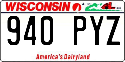 WI license plate 940PYZ