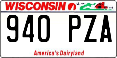 WI license plate 940PZA