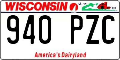 WI license plate 940PZC