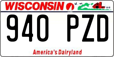 WI license plate 940PZD