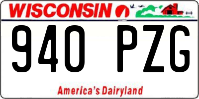 WI license plate 940PZG