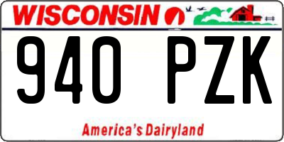 WI license plate 940PZK