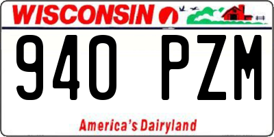 WI license plate 940PZM