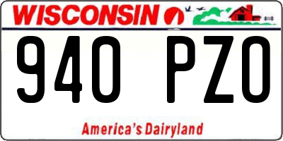 WI license plate 940PZO