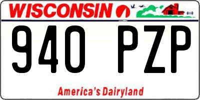 WI license plate 940PZP