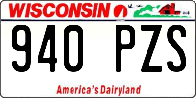WI license plate 940PZS