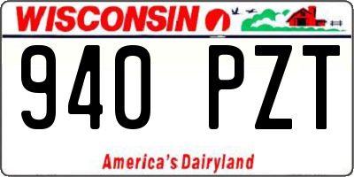 WI license plate 940PZT
