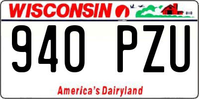 WI license plate 940PZU