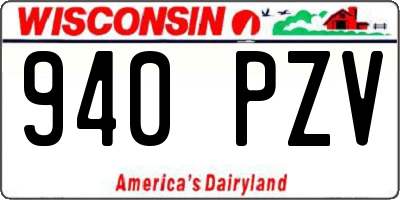 WI license plate 940PZV