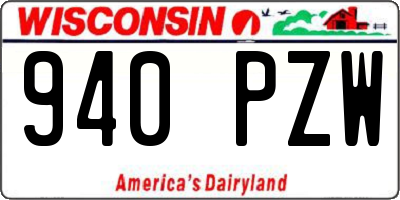 WI license plate 940PZW
