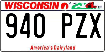 WI license plate 940PZX