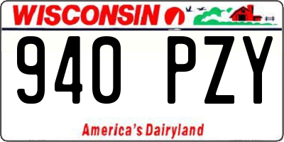 WI license plate 940PZY