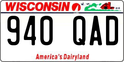 WI license plate 940QAD