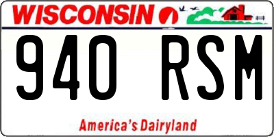WI license plate 940RSM