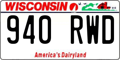 WI license plate 940RWD