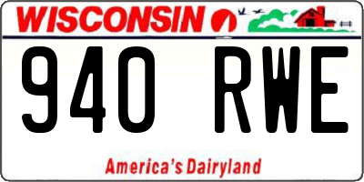 WI license plate 940RWE