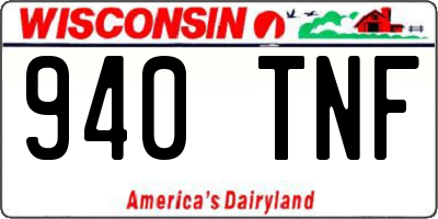 WI license plate 940TNF