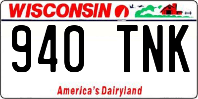 WI license plate 940TNK