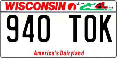WI license plate 940TOK