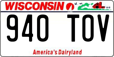 WI license plate 940TOV