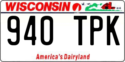 WI license plate 940TPK