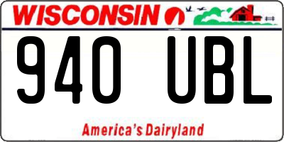 WI license plate 940UBL