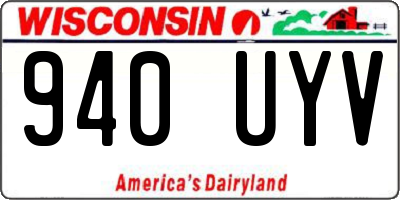 WI license plate 940UYV