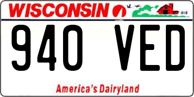 WI license plate 940VED
