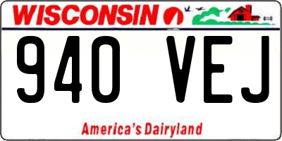 WI license plate 940VEJ