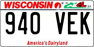 WI license plate 940VEK