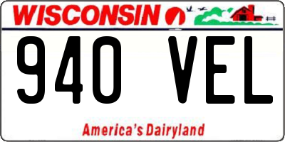 WI license plate 940VEL