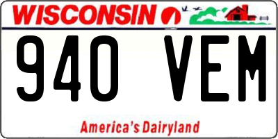 WI license plate 940VEM