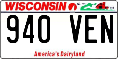 WI license plate 940VEN