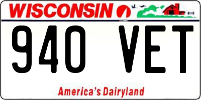 WI license plate 940VET