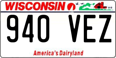 WI license plate 940VEZ