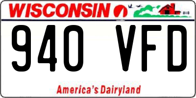 WI license plate 940VFD