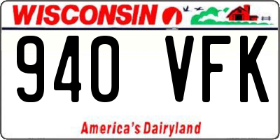 WI license plate 940VFK