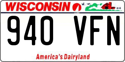 WI license plate 940VFN