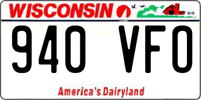 WI license plate 940VFO