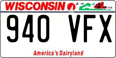WI license plate 940VFX