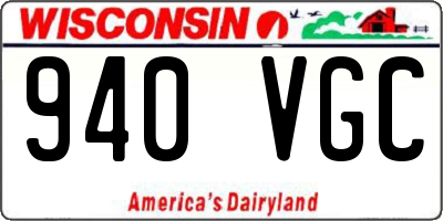 WI license plate 940VGC