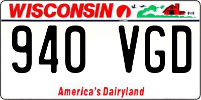 WI license plate 940VGD