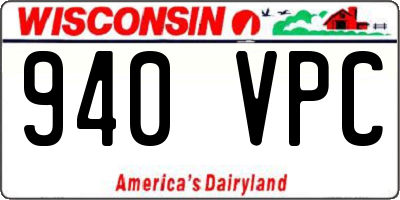 WI license plate 940VPC