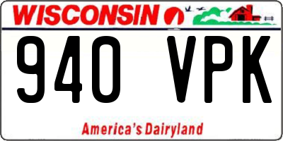 WI license plate 940VPK