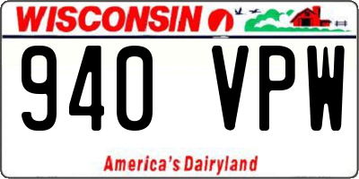 WI license plate 940VPW
