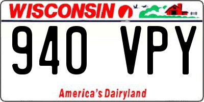 WI license plate 940VPY