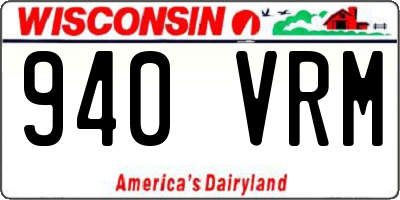 WI license plate 940VRM
