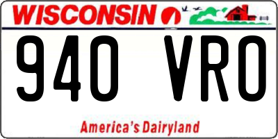 WI license plate 940VRO