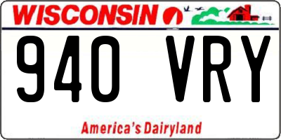 WI license plate 940VRY