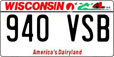 WI license plate 940VSB